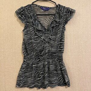 Miley Cyrus Top Women's XS Black & Gray Sleeveless Sheer
